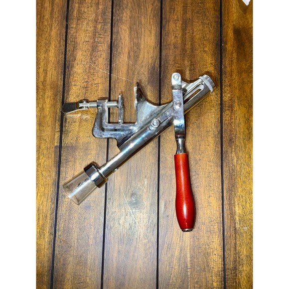 Vintage Wine Bottle Opener Cork Remover Table Mount‎ Wood Handle Bar Tool - Picture 1 of 4